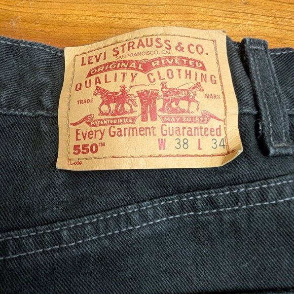 Vintage Levis 550 Jeans Mens 36x33 Black Denim Relaxed Fit Tapered Leg 2001 Y2K - Picture 14 of 14